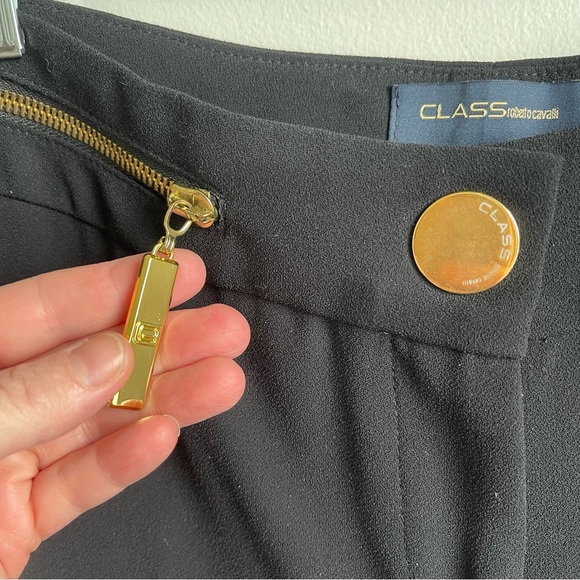 Vintage 90s Y2k Roberto Cavalli CLASS Black Pants Trousers Slacks Gold Zipper 8 - Picture 4 of 10